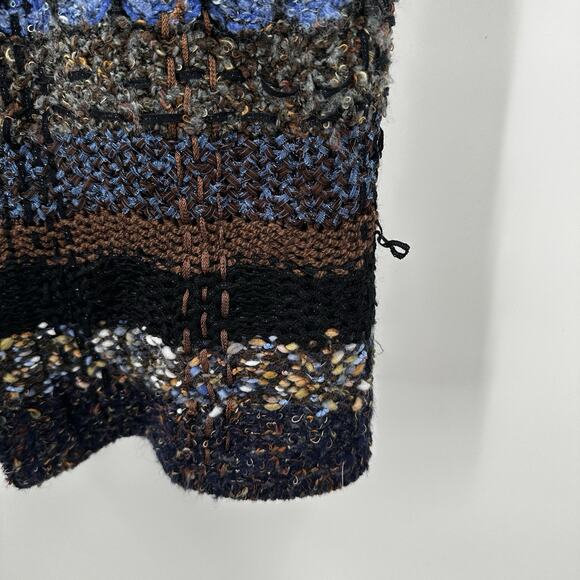 Curio Cardigan Sweater Womens Brown Multicolor Striped Knit Sweater Boho Hippie - Picture 4 of 13